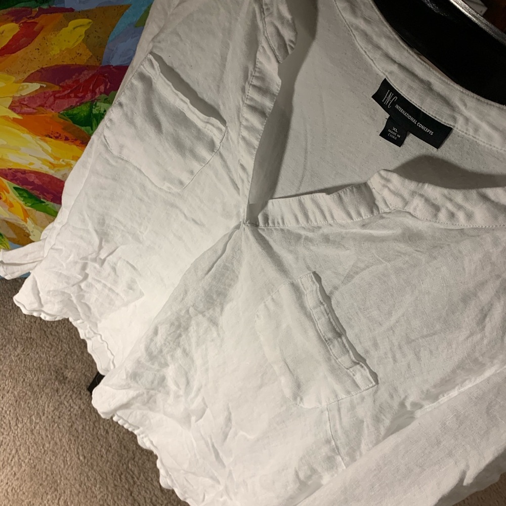 International Concepts white linen top